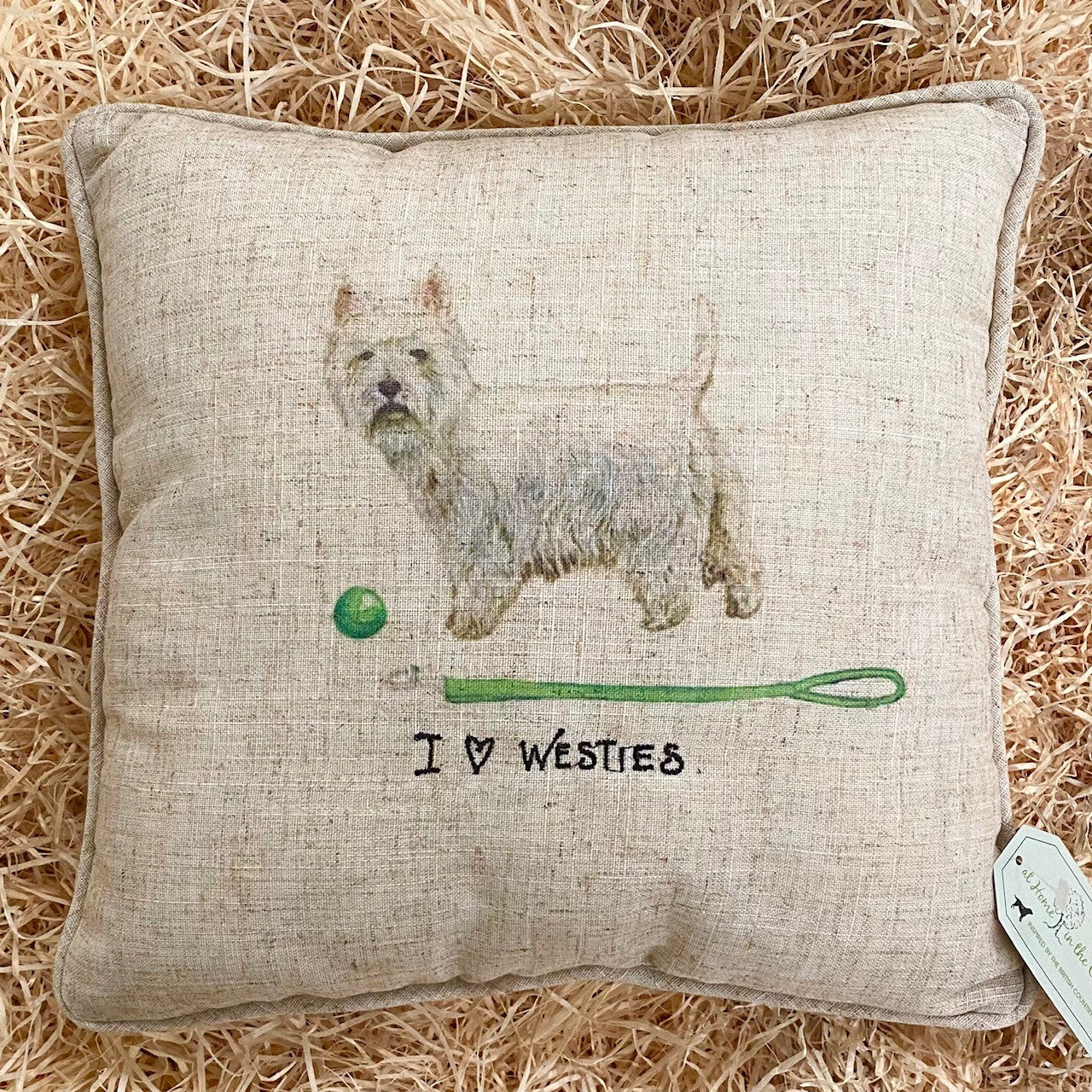 I love Westies Linen Mix Cushion