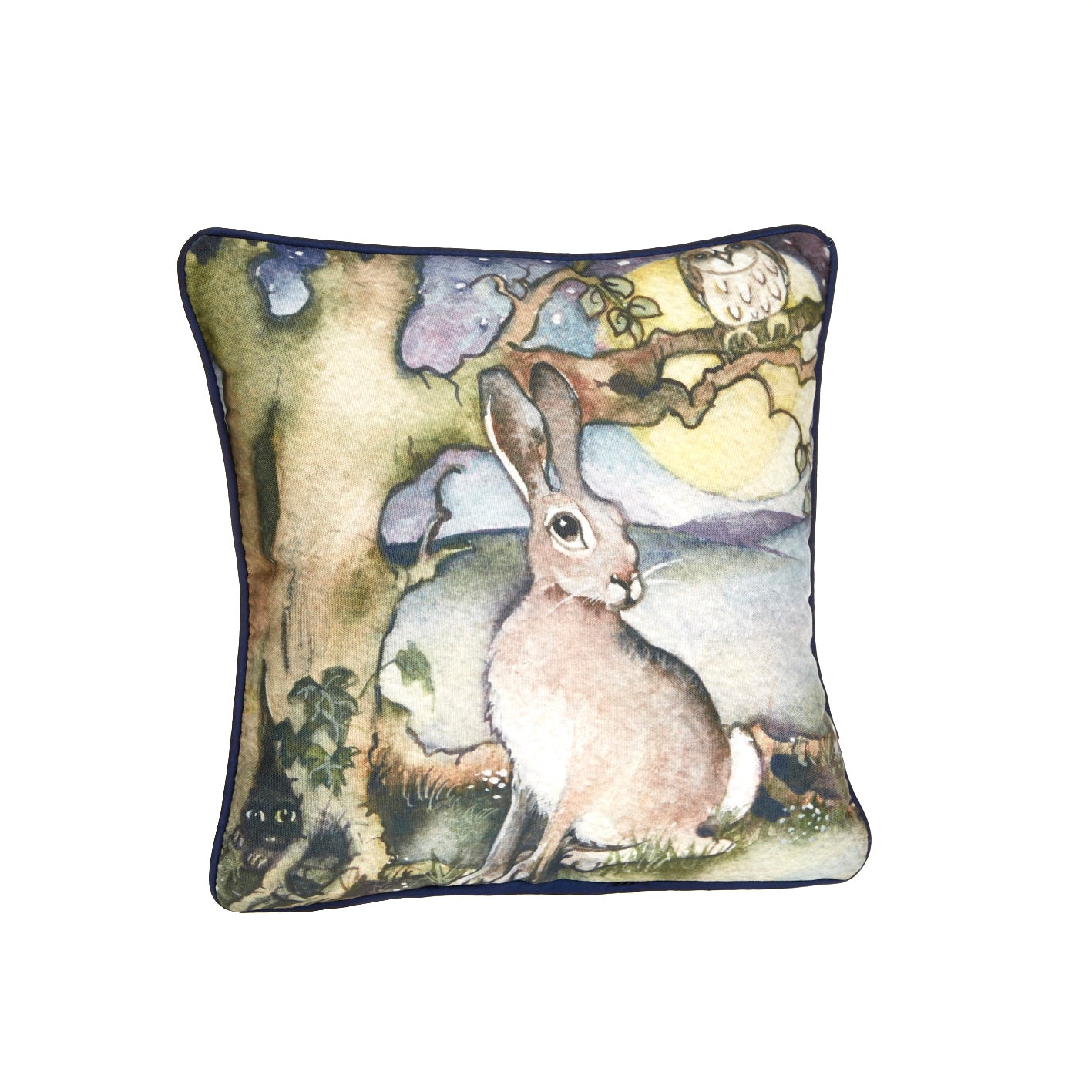 Hare Owl & Moon Cushion