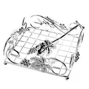 Paper Napkin Holder with Grapes and Leaf Design